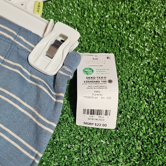 Carter's Blue and White Striped Baby Pants - Picture 2 of 4